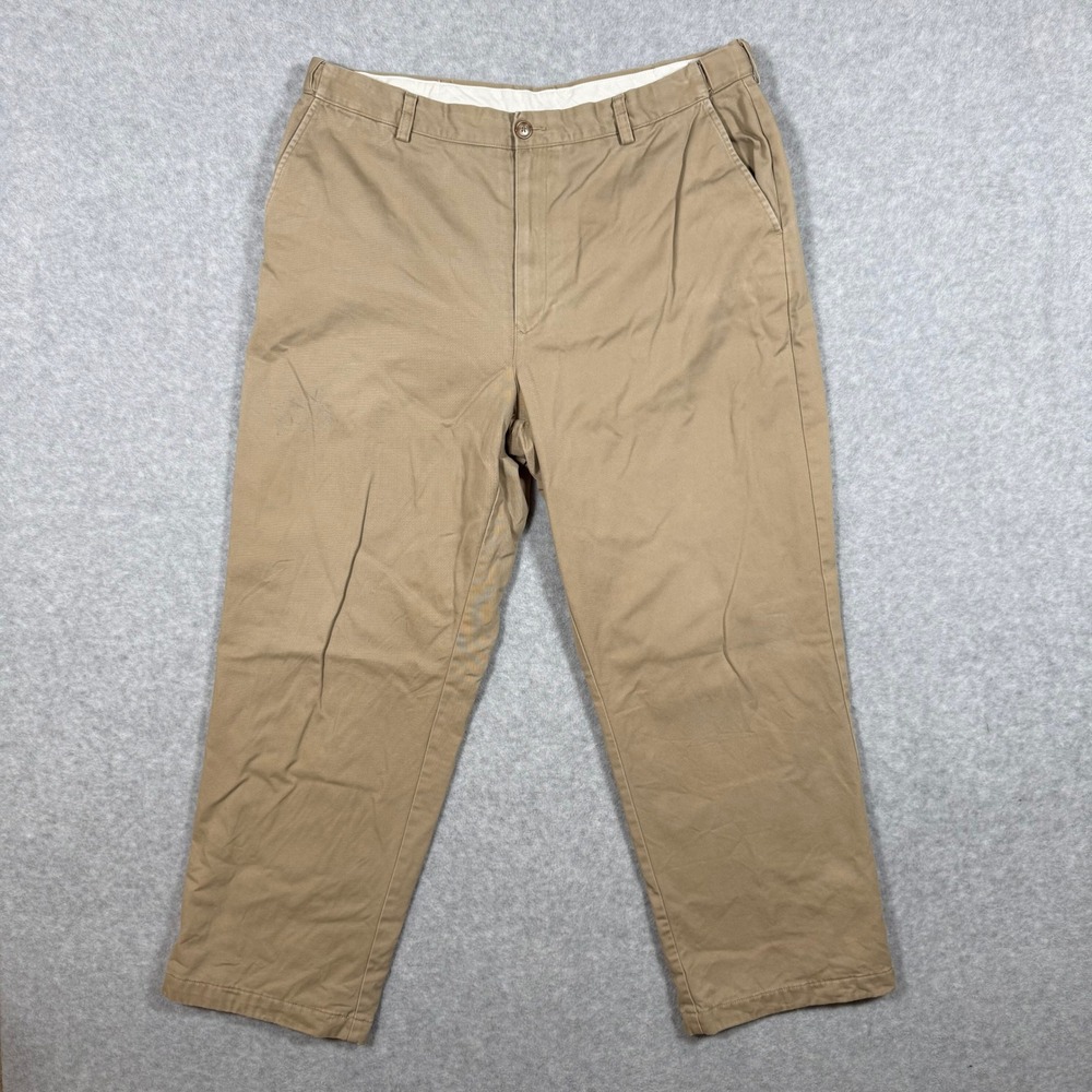 LL Bean Comfort Waist Flannel Lined Chino Pants Mens Khaki 38x29 (Fits 36x28)